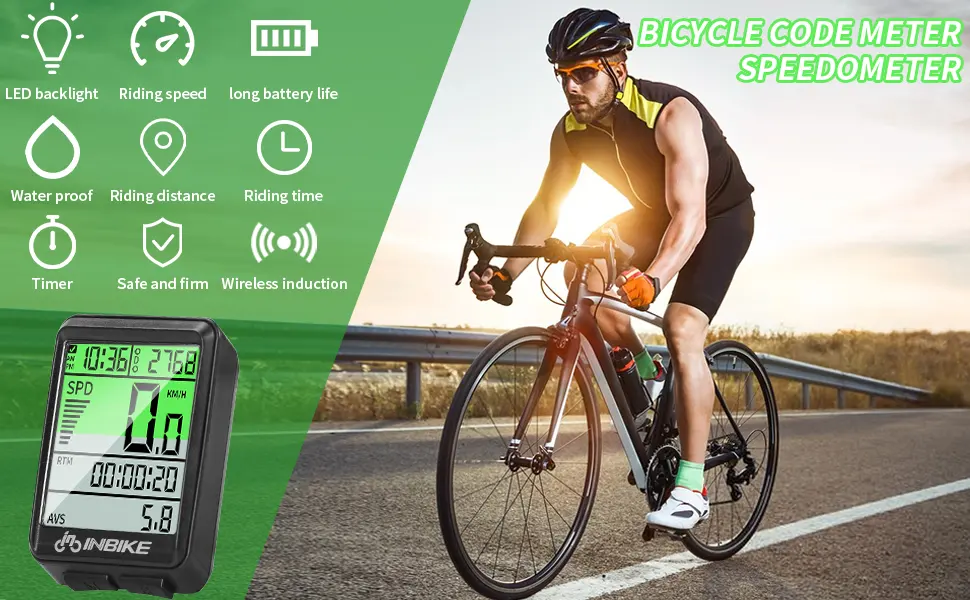 Bicycle computer wirelessly - Maozhbo Bicycle mileage Tachometer Tachometer IPX7 waterproof wheel computer with LCD display multi -function automatic waking up for children and adults - Fahrrad Tacho