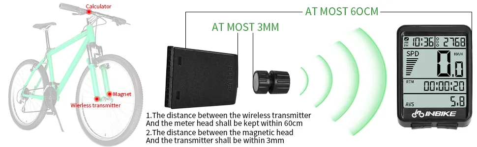 Bicycle computer wirelessly - Maozhbo Bicycle mileage Tachometer Tachometer IPX7 waterproof wheel computer with LCD display multi -function automatic waking up for children and adults - product information 6