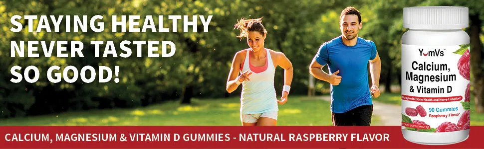 YumV's Calcium Magnesium & Vitamin D Raspberry 90 Gummies - Calcium Magnesium vitamin d