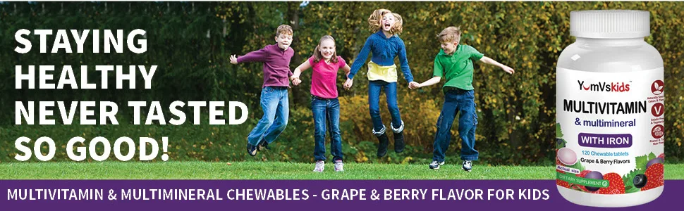 YumV's Multivitamin & Multimineral With Iron Grape & Berry 120 Chewable Tablets - kids iron multi