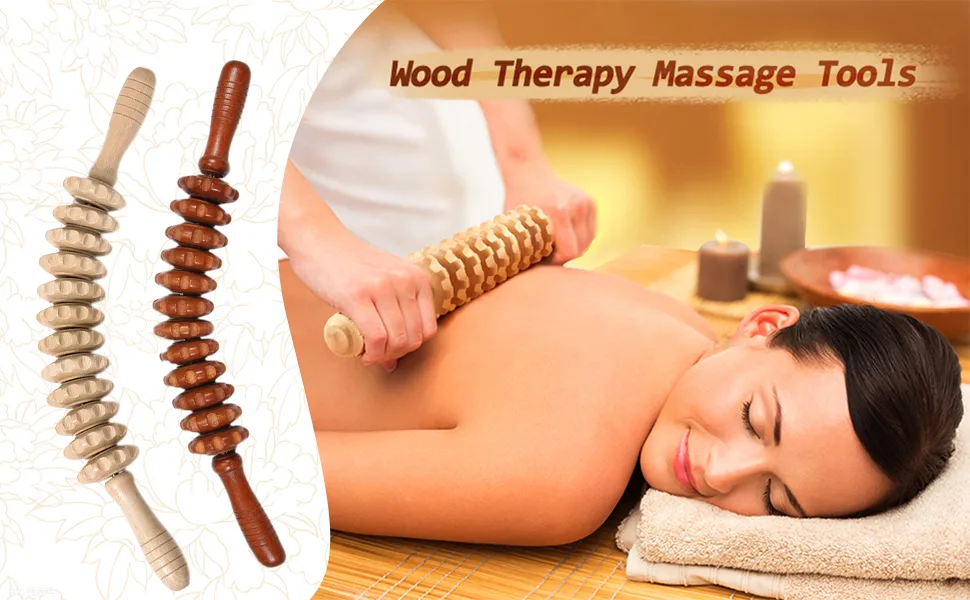 1 piece of massage roller wood back massage device wooden massage device Roller massage device with handle suitable for neck legs back body (brown) ... - product information 1