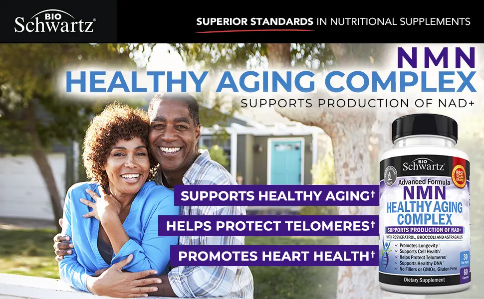 BioSchwartz NMN Healthy Aging Complex 60 Capsules - BIOSCHWARTZ ADVANCED FORMULA NMN HEALTHY AGING COMPLEX.