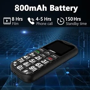 Uleway senior cell phone with large buttons and mobile phone without a contract 1.7 inch LCD | SOS function | Dual SIM Mobile phone | Flashlight and charging station black - Multifunctional Mobile Phone