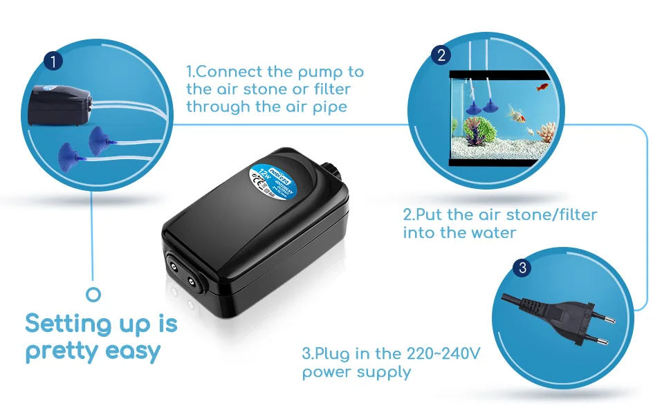 Nobleza - Aquarium with double valve adjustable air pump very quiet 8W - 2*3.5L/MIN - product information 10