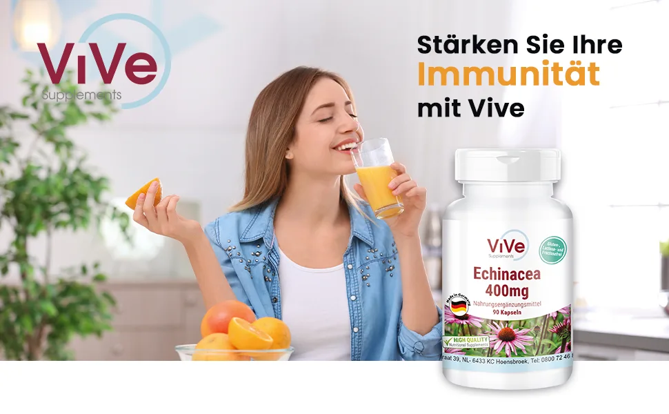 Echinacea 400 mg - 90 capsules - high dose and vegan - Echinacea | Quality from Germany by ViVe Supplements - product information 1