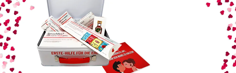 Wedding gift | First aid kit for marriage funny first aid kit | 9 pieces | Gift box for wedding / Valentine's Day - Ehe-Box Groß