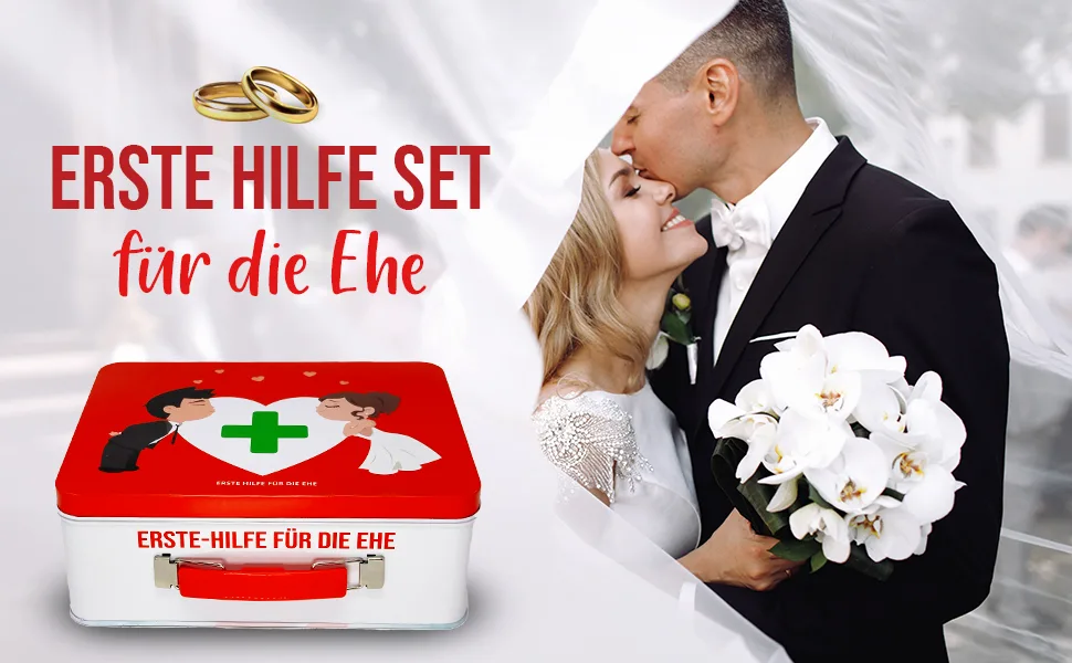 Wedding gift | First aid kit for marriage funny first aid kit | 9 pieces | Gift box for wedding / Valentine's Day - Ehe Erste-Hilfe Geschenkbox