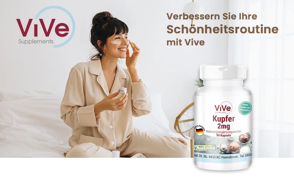 Copper 2 mg - 90 capsules copper bisglycinate - vegan - essential trace element | Quality from Germany by ViVe Supplements - product information 1