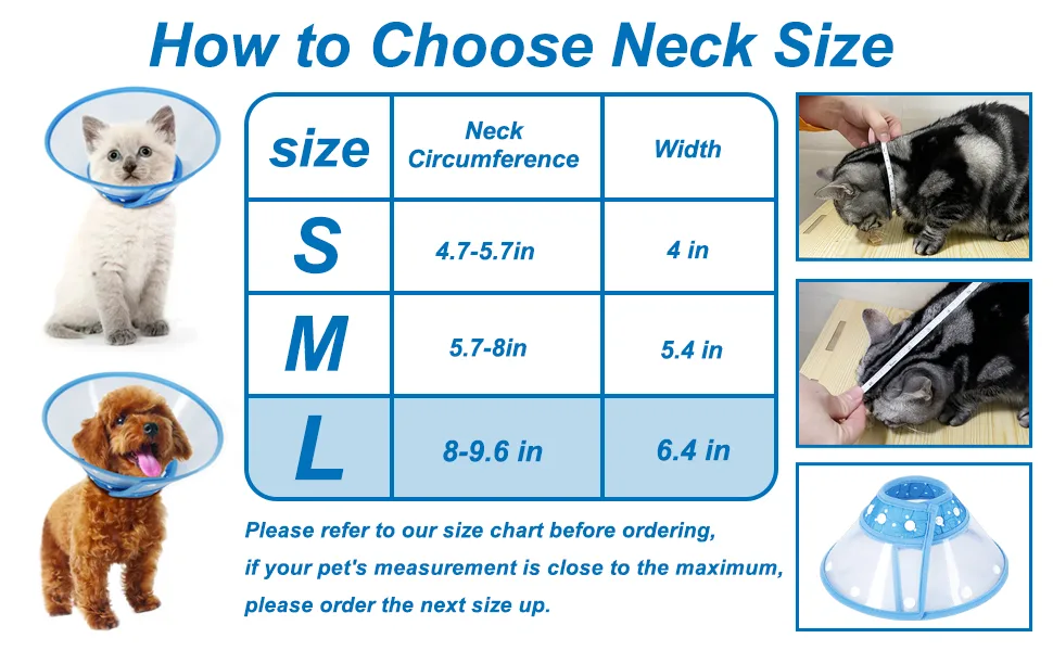 Vivifying pet hews adjustable from 20-24.5 cm lightweight protective collar for puppies small dogs and cats (blue-l) blue-L - Halskrause Hund