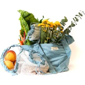 Full Circle Tote-Ally 4 Piece Market Set - Tote, Bag, Reusable, Foldable, Packable, Grocery, Canvas, Utility, Travel, Produce, Collapse, Pouch