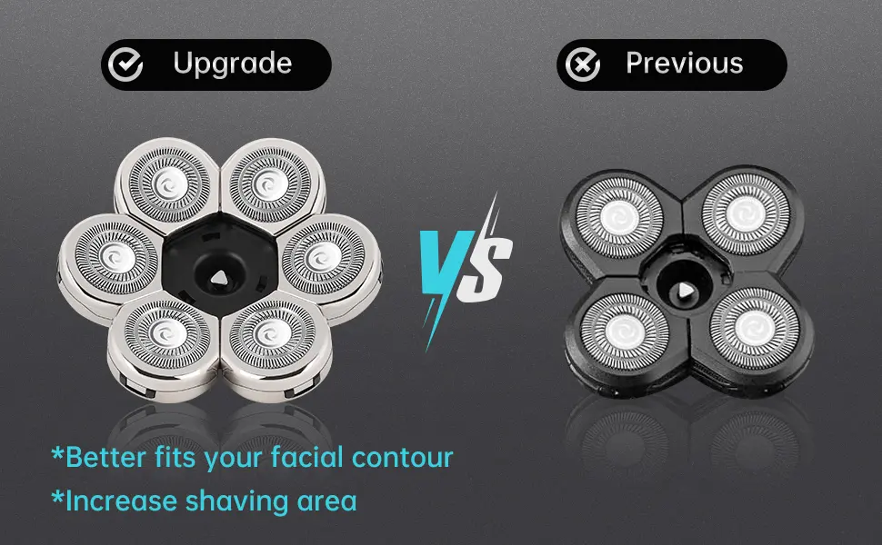 7d electrical razor head electric razor blades replacement rotary razor for bald men replacement blade beard universal fast double ring hair cutter for 5 6 7 razor head 7d+razor blade+silver - Rasierklingen