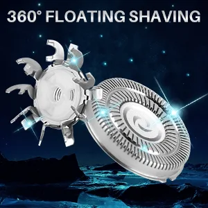 7d electrical razor head electric razor blades replacement rotary razor for bald men replacement blade beard universal fast double ring hair cutter for 5 6 7 razor head 7d+razor blade+silver - Rasierkopf