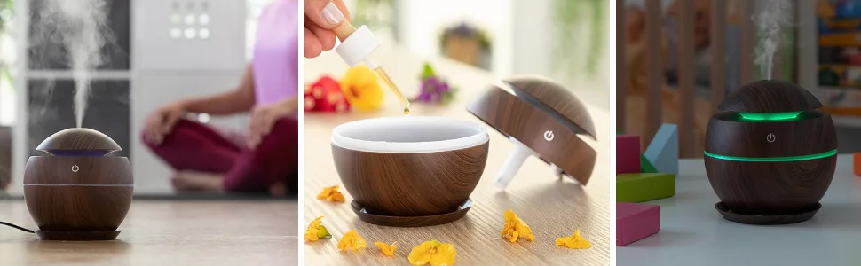 Innovagoods IG814588 Dark Pent Mini aroma diffuse humidifier dark walnut acrylic nitrilbuta service multicolored - Aroma Diffuser, Aroma-Spender, Aromatherapie, Luftbefeuchter, Aromen, ätherische Öle