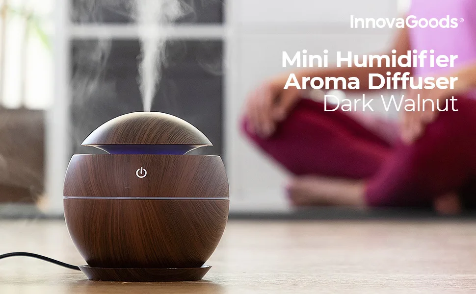 Innovagoods IG814588 Dark Pent Mini aroma diffuse humidifier dark walnut acrylic nitrilbuta service multicolored - Mini Luftbefeuchter, Diffusor, Aromen