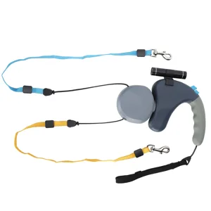 Double Head Pet Walking Leash Double Dog Retractable Leash Dog Leashes For Walking 2 Dogs(Gray) - product information 2
