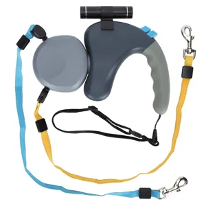 Double Head Pet Walking Leash Double Dog Retractable Leash Dog Leashes For Walking 2 Dogs(Gray) - product information 3