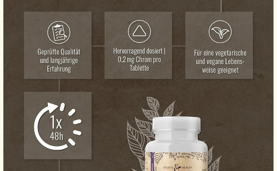 Chroma tablets - Chroma picolinate - 400 tablets - vegan - laboratory test - contributes to maintaining a normal blood sugar level - without additives - Chrom Tabletten