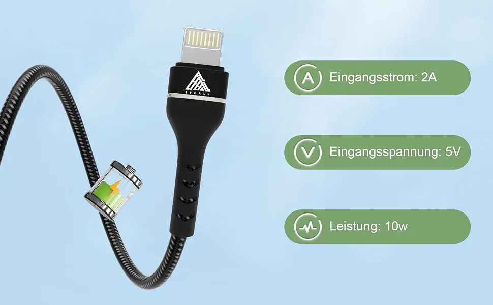 EFEALL E-bike charging cable for Lightning for Bosch Intuvia Kiox Nyon (Alt) E-Bike Display Micro USB on Lightning charging cable for bicycle computers 35cm Length OTG Function Cable for iPhone Lightning Micro USB A/B on Lightning Nylon - EFEALL EBike micro usb auf lightning für Bosch Intuvia, Kiox, Nyon (alt)
