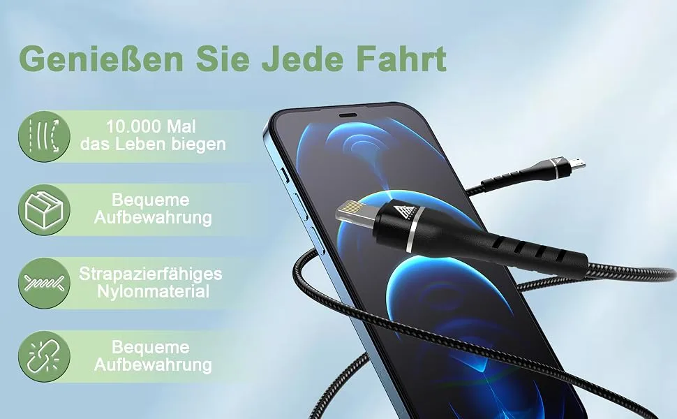 EFEALL E-bike charging cable for Lightning for Bosch Intuvia Kiox Nyon (Alt) E-Bike Display Micro USB on Lightning charging cable for bicycle computers 35cm Length OTG Function Cable for iPhone Lightning Micro USB A/B on Lightning Nylon - EFEALL micro usb auf lightning kabel kurz ebikel für Bosch Intuvia, Kiox, Nyon (alt)