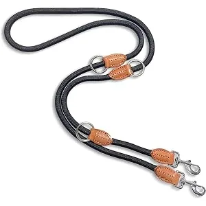 Dog leash 2m adjustable guide leash 11mm thick nylon braided dog leash leash with carabiner multifunctional double linen jogging motion training lines for small/medium/large dogs (black) - product information 2