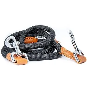 Dog leash 2m adjustable guide leash 11mm thick nylon braided dog leash leash with carabiner multifunctional double linen jogging motion training lines for small/medium/large dogs (black) - product information 4