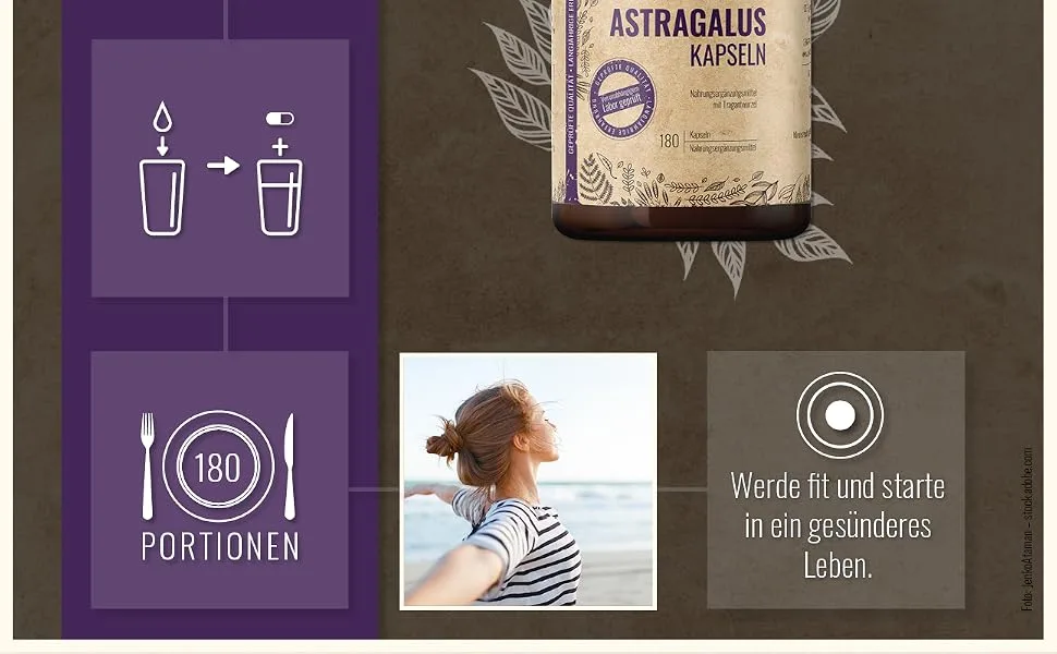 Astragalus Capsules High Dose - 180 Capsules - Astragalus Root - High Dose - Atragalus Kapseln