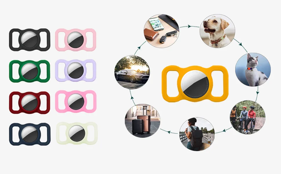 Searchy pet silicone protective cover for Apple Airtag GPS Finder dog cat collar bow pet loop holder for air_tag for Apple locator tracker anti-light device black - Airtag-Hülle