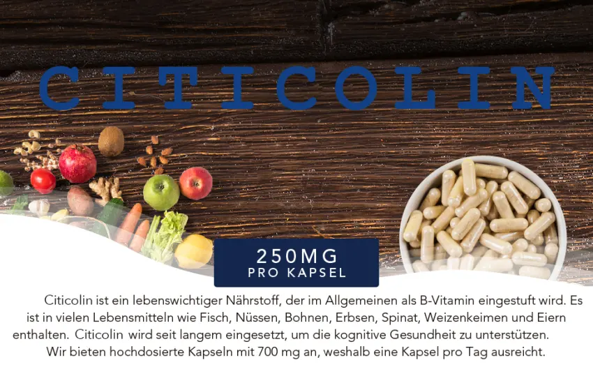 FS Citicoline |60 capsules choline high -dose - 250mg citicolin per portion |Cholin extract CDP cholin |Genetic engineering gluten milk and allergen-free |Made in Great Britain - Citicolin