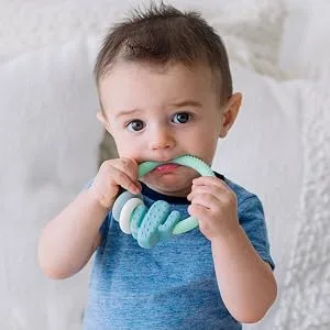 Itzy Ritzy Ritzy Rattle Silicone Teether with Rattle 3+ Months Dino 1 Teether - itzy ritzy, itsy ritzy, rattle, silicone rattle, silicone teething rattle, ritzy rattle, toy rattle
