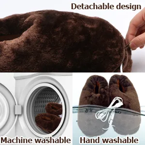 USB Electric Heating Slippers Foot Warmer Electric Heated Shoes Winter Shoes for Adults (Medium) Black Medium - 34 DE