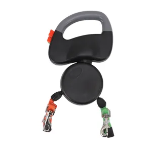 lyrlody 3 Meter Retractable Dog Leash Double Dog Leash for 2 Dogs Extendable Leash Reflective Rope Tear-Resistant (Black) - product information 3