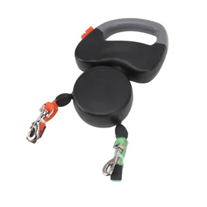 lyrlody 3 Meter Retractable Dog Leash Double Dog Leash for 2 Dogs Extendable Leash Reflective Rope Tear-Resistant (Black) - product information 4