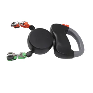 lyrlody 3 Meter Retractable Dog Leash Double Dog Leash for 2 Dogs Extendable Leash Reflective Rope Tear-Resistant (Black) - product information 7