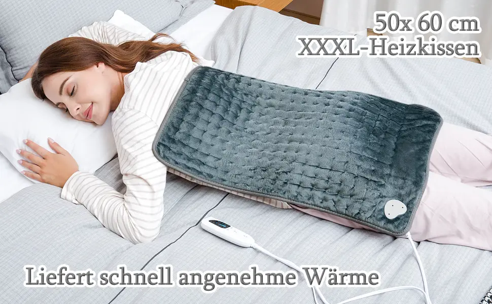 Heating cushion heat cushion with automatic shutdown heat cushion for back neck shoulder belly soft flannel surface (50 x 60 cm) 50x60cm dark gray - product information 1