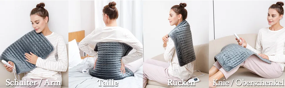 Heating cushion heat cushion with automatic shutdown heat cushion for back neck shoulder belly soft flannel surface (50 x 60 cm) 50x60cm dark gray - product information 2
