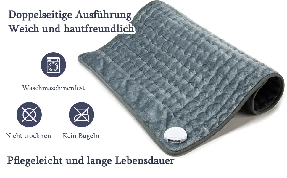 Heating cushion heat cushion with automatic shutdown heat cushion for back neck shoulder belly soft flannel surface (50 x 60 cm) 50x60cm dark gray - product information 3
