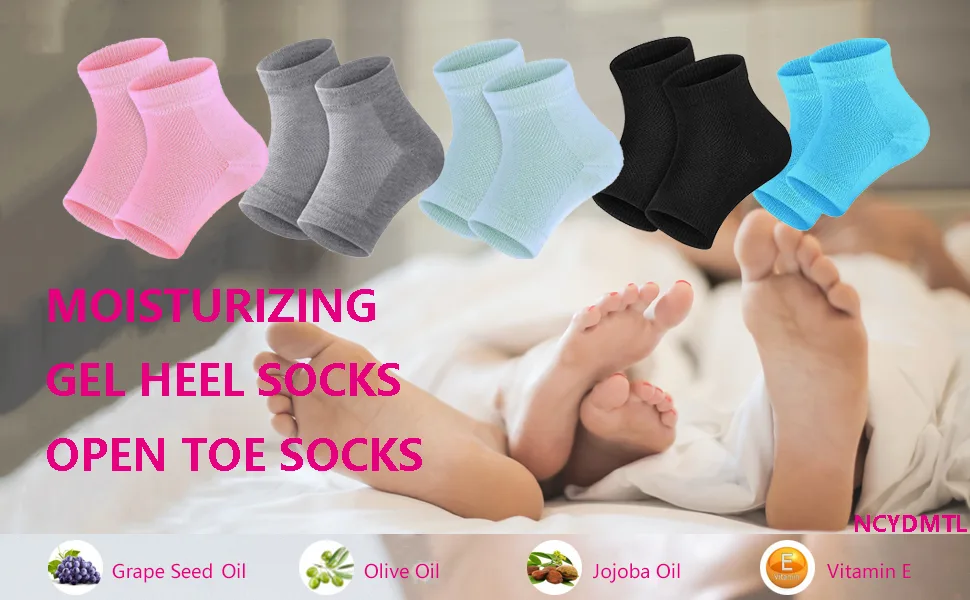 Moisturizing gel socks Open toe socks Gel-fed toesless spa socks for dry hard cracked heel (3P-Mixed) - product information 1