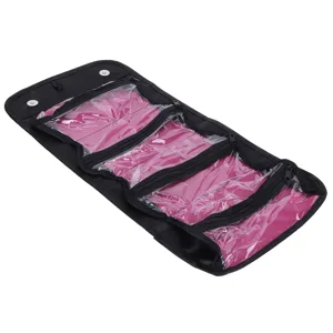 Multifunctional make-up brush pocket cosmetic bag with separate storage compartments 4 pockets make-up organizers brushes and make-up 25 x 13 cm (black) - 3112210008612-3