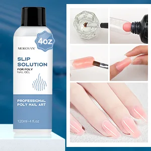 Morovan Poly Gel Slip Solution 120ml Extension Nail Liquid Slip Solution Anti-Stick Poly Gel Slip Solutions for Poly Nail With Brush Bottle Cap AS A Liquid Cup Easy Diy Poly Gel Nail - SLIP SOLUTION