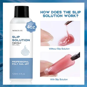 Morovan Poly Gel Slip Solution 120ml Extension Nail Liquid Slip Solution Anti-Stick Poly Gel Slip Solutions for Poly Nail With Brush Bottle Cap AS A Liquid Cup Easy Diy Poly Gel Nail - SLIP SOLUTION