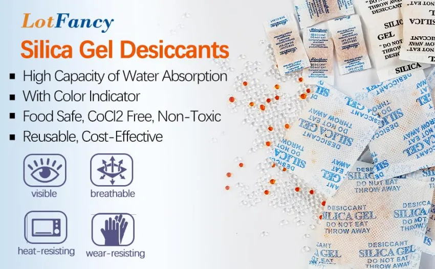 LotFancy Desiccant Silica Gel Desiccant 155 g Safe Moisture Absorber for Storage Odorless - product information 1