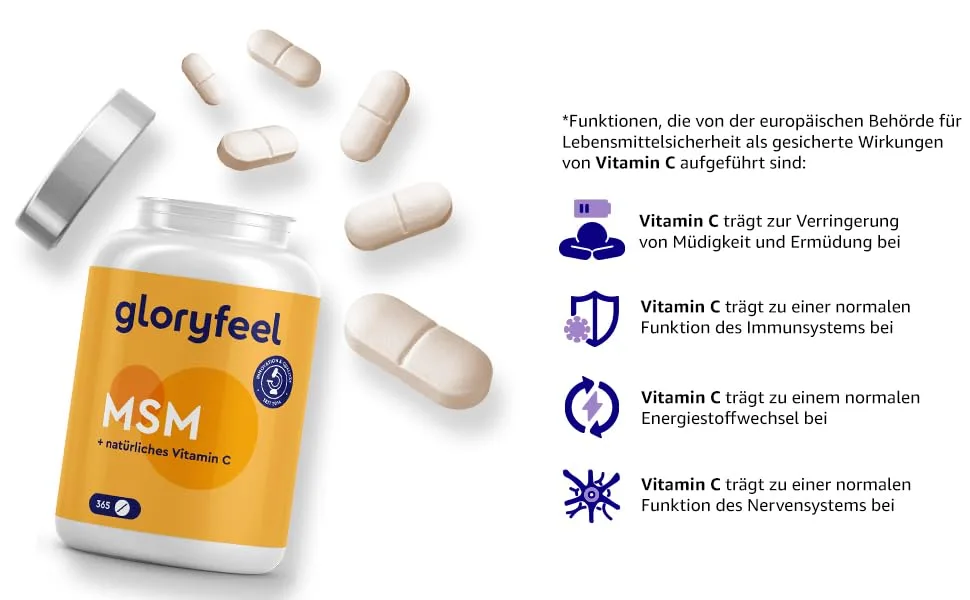 MSM 2000mg + natural vitamin C - 365 high -dose tablets - for bones joints skin & immune system* - vegan methylsulfonylmethane - made of laboratory testing without additives in Germany - msm msm kapseln msm kapseln hochdosiert schwefel gelenkkapseln gelenkschmerzen arthrose kapseln