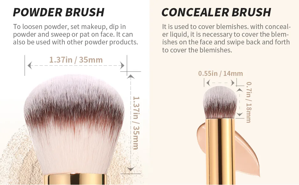Ducare Foundation brush - contour bronzer makeup brush double ended makeup brush for blending liquid powder concealer cream cosmetics blush buffe 1 - product information 4