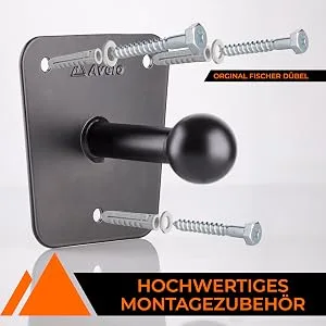 Avelo bicycle rack wall bracket including high quality accessories from Fischer - extra long version - universally suitable suspension up to 50 kg black - Hochwertiges Zubehör