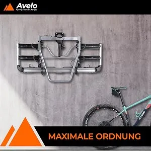 Avelo bicycle rack wall bracket including high quality accessories from Fischer - extra long version - universally suitable suspension up to 50 kg black - Maximale Ordnung