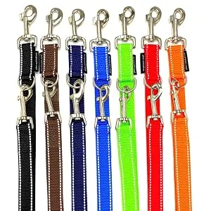 Dog leash reflecting large dogs double linen 2m / 2.40m / 2.80m / 3.50m / 5m adjustable made in Germany (blue 25mm 5.00m) blue 25mm 5.00m - Hundeleine reflektierend