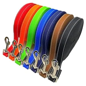 Dog leash reflecting large dogs double linen 2m / 2.40m / 2.80m / 3.50m / 5m adjustable made in Germany (blue 25mm 5.00m) blue 25mm 5.00m - Schleppleine reflektierend