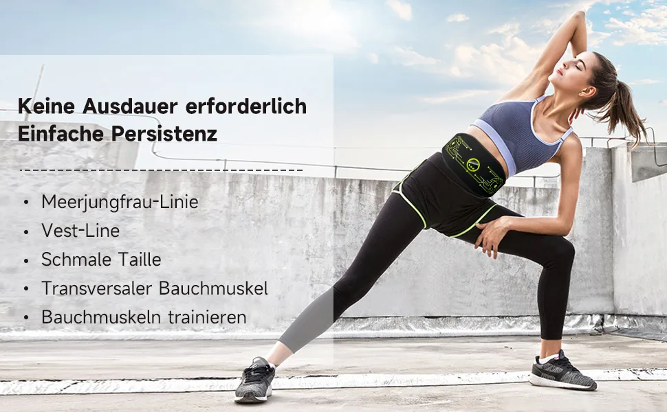 YTTQ EMS abdominal muscle trainer electrically EMS training device EMS belly trainer belt stimulating device abdominal muscles - 4 stimulation areas 6 training modes zero hard homeful exercise unisex (green) - product information 2