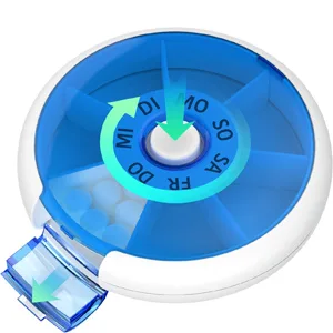 Kafeiya Pill Box Portable 7 Day Pill Box Rotating Pill Box for Vitamin and Medicine Storage Blue - product information 3