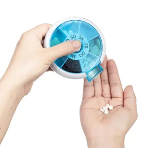 Kafeiya Pill Box Portable 7 Day Pill Box Rotating Pill Box for Vitamin and Medicine Storage Blue - product information 4